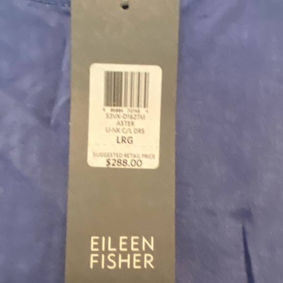 NWT Eileen Fisher U Neck Aster Blue Sleeveless Linen Viscose Stretch Large Dress - Picture 5 of 9